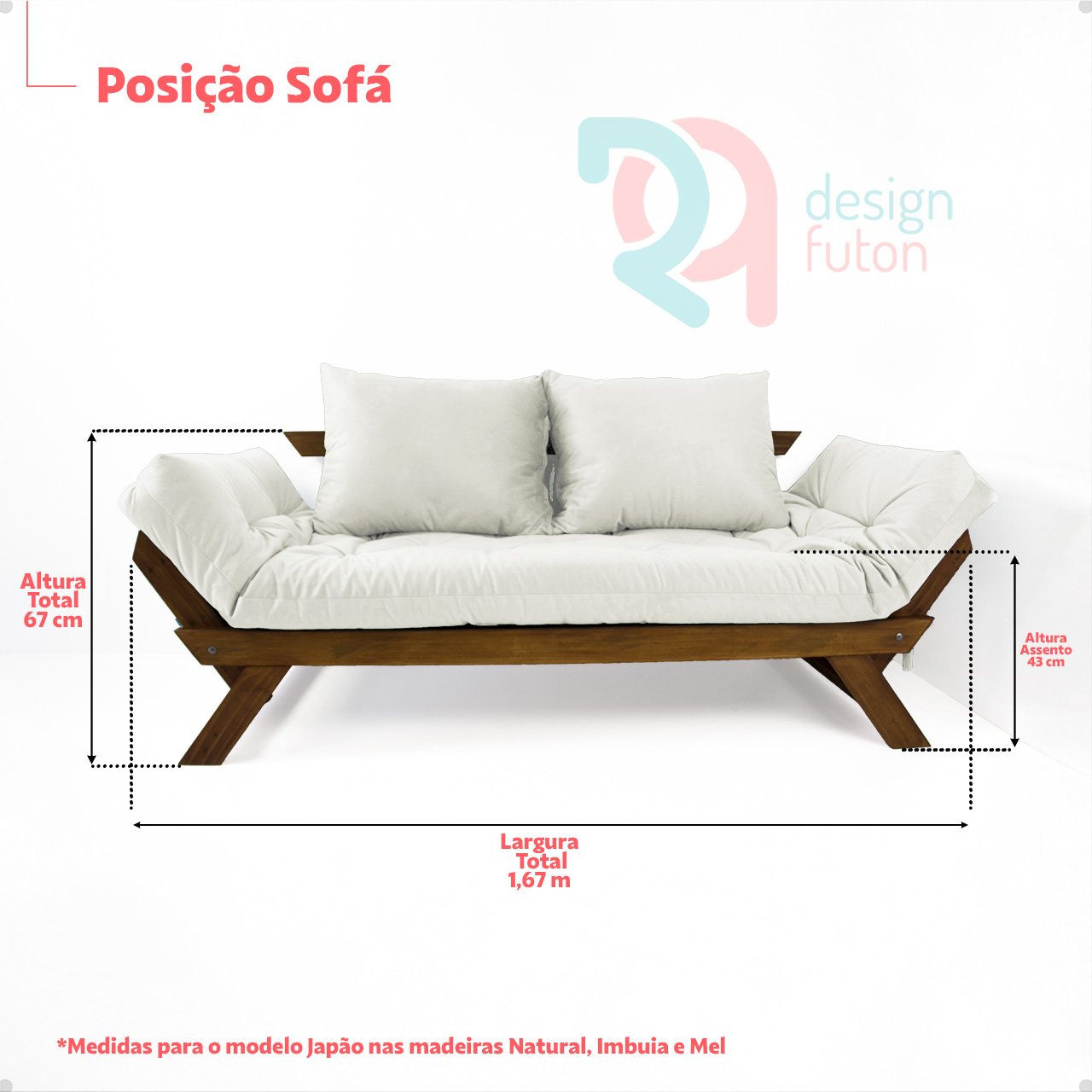 Sofá Japão Futon Cinza em Madeira Maciça - 7