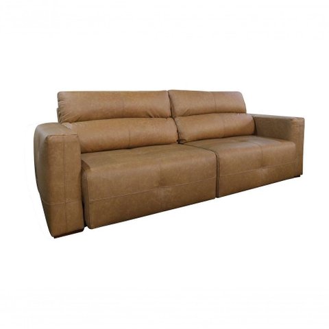 Sofá Retrátil e Reclinável de Couro Adena 2,12 M Soft Brown - Mempra Design
