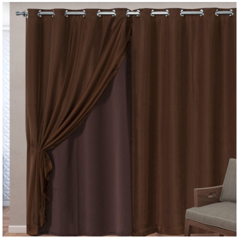 Cortina Blackout com voil 9,00x2,30 Para Trilho Duplo:Marrom-escuro