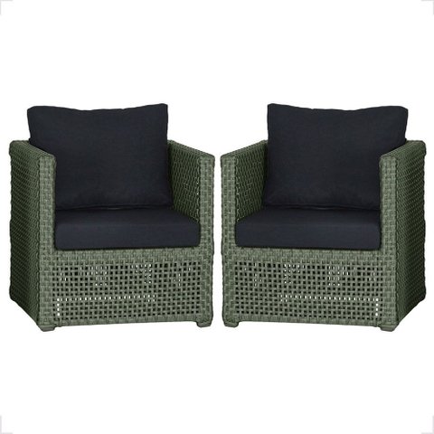 2 Poltronas Madri Alumínio Corda Náutica Estofado 12 Trama Original