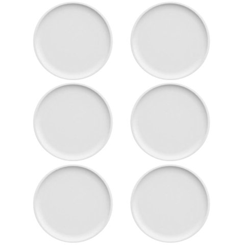 Jogo 6 Pratos de Sobremesa Redondos 18,5cm Bold Germer em Porcelana Branca