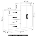 Ver imagem 4 de Cômoda Quarto Solteiro 120cm 4 Gavetas Iago Atacama/off A15 - Mpozenato