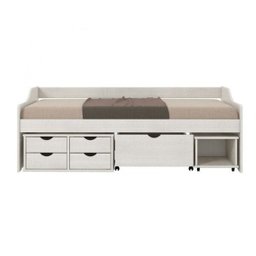 Cama Solteiro 5 Gavetas e Nicho Madeira Maciça Floro - 2