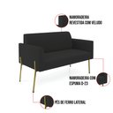 Ver imagem 3 de Sofá Namoradeira e Poltrona Pé de Ferro Dourado Salão Marisa Veludo Preto D03 - D'Rossi