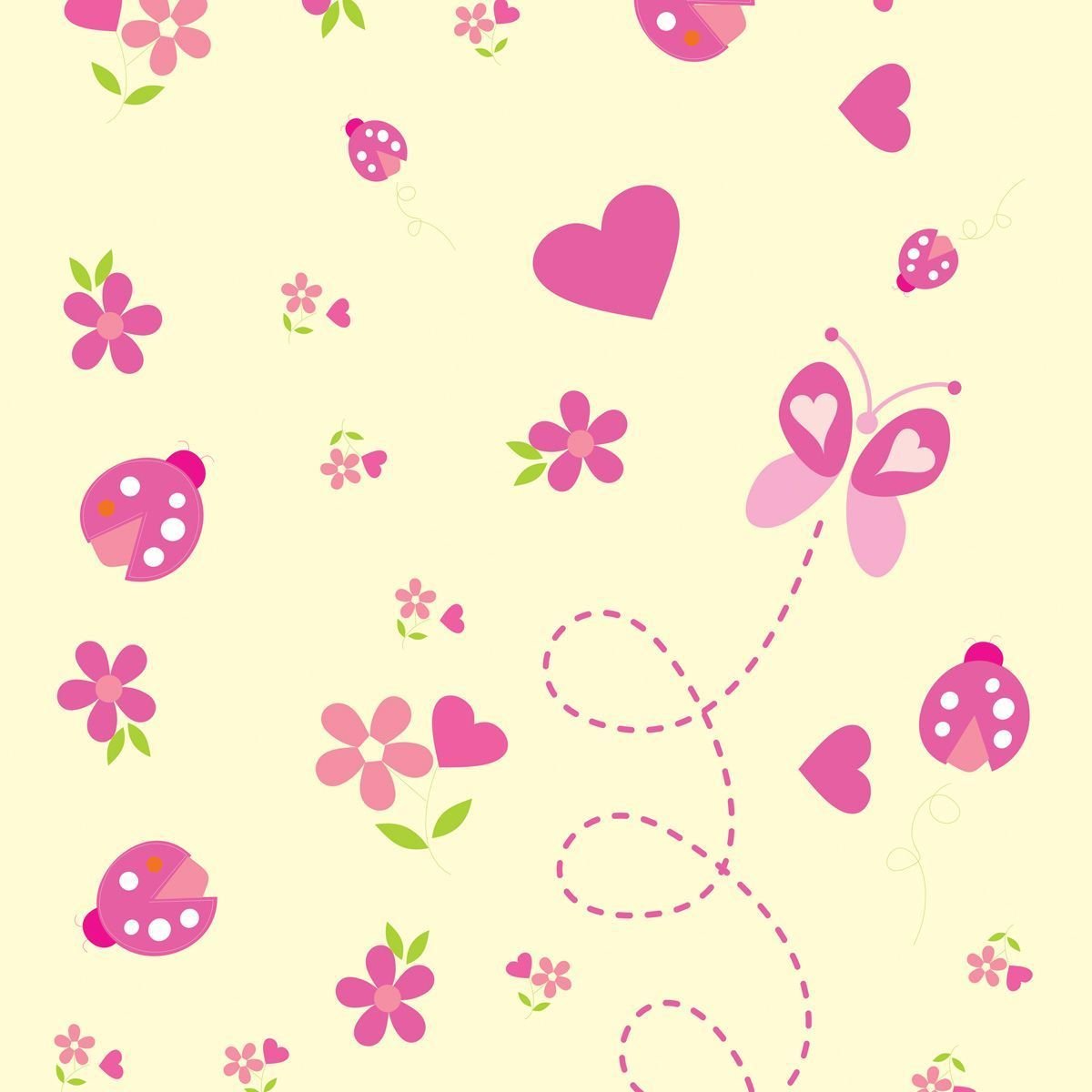 Papel de Parede Adesivo Menina Joaninha Floral - 3