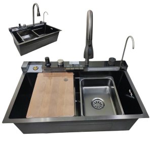 Cuba Gourmet Premium Inox Luxo Pia Inteligente Cozinha Torneira Agua Quente Fria Monocomando Painel 