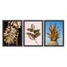 Kit 3 Quadros Decorativos Abacaxi e Folhas Preto - Grande - 1