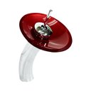 Ver imagem 2 de CUBA DE VIDRO OVAL CHANFRADA 46CM VERMELHO CEREJA + VALVULA + TORNEIRA CASCATA