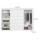 Ver imagem 3 de Guarda Roupa Solteiro Doble 04 Portas com Espelho e Cômoda Fontana Branco - Móveis Albatroz