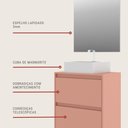 Ver imagem 4 de Gabinete para Banheiro com Cuba e Espelheira 60cm Mdf Rosa Dubai - On Móveis