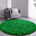 Ver imagem 1 de Tapete Saturs Shaggy Pelo Alto Verde Redondo 200 cm Tapete para Sala e Quarto