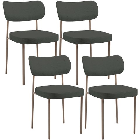 Kit 04 Cadeiras Decorativa Estofada para Sala de Jantar Melina Base Arena L02 Linho Verde Musgo - Ly