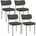 Ver imagem 1 de Kit 04 Cadeiras Decorativa Estofada para Sala de Jantar Melina Base Arena L02 Linho Verde Musgo - Ly