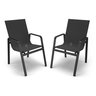 Kit 2 Cadeiras Miami Gourmet Alumínio Preto Tela Preto - 1