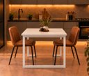 Ver imagem 4 de Mesa de Jantar Reforçada Industrial 160x80cm Tampo Branco Pés Branco