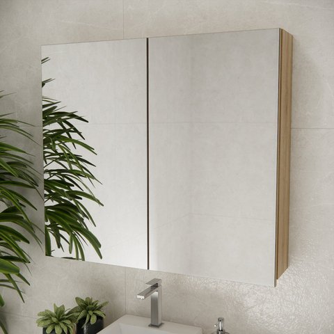 Espelheira de Banheiro 90cm ESP4031 Nature Marrom/Carvalho