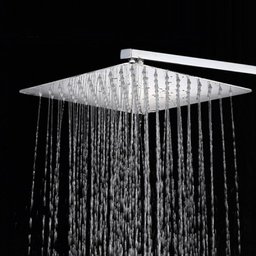 Ducha Quadrada 20x20 Inox SUS304 20cm Borda Fina com Braço Quadrado - Máxima Metais - 1