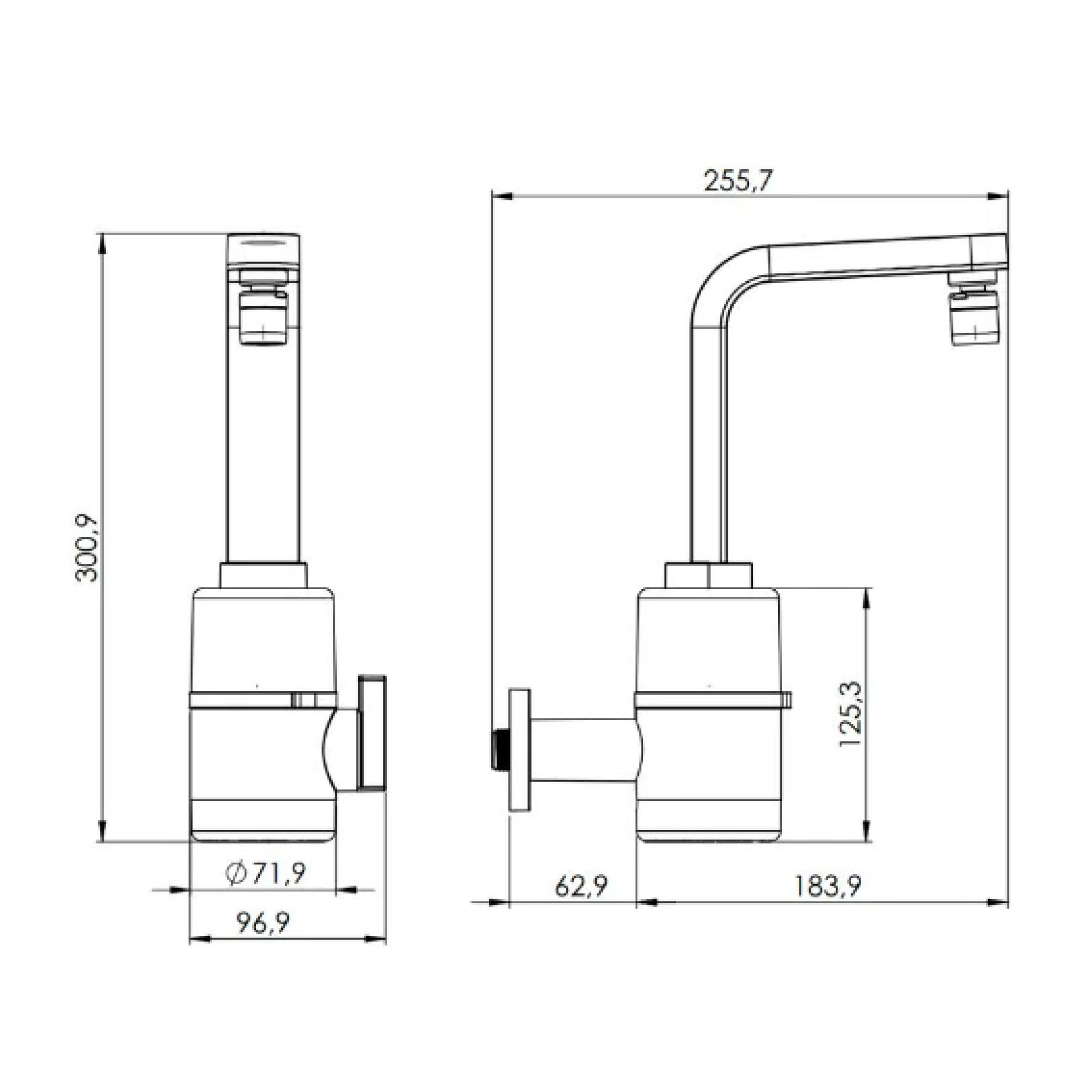 Torneira Elétrica Slim 4t De Parede Preta Hydra 220v - 5