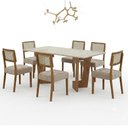 Ver imagem 2 de Mesa de Jantar Liz 180x90cm Vidro 25 mm Cinamomo Off White com Kit 6 Cadeiras Veludo Bege -Valdemóve