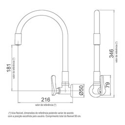 Torneira Lorenflex de Parede com Bica Flexível Lorenzetti 1178 B27 Preta - 3