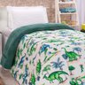 Edredom Diverkids Solteiro Infantil Malha Estampada 1 Peça - Dinossauro Verde - 2