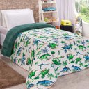 Ver imagem 1 de Edredom Diverkids Solteiro Infantil Malha Estampada 1 Peça - Dinossauro Verde