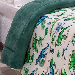 Edredom Diverkids Solteiro Infantil Malha Estampada 1 Peça - Dinossauro Verde - 5