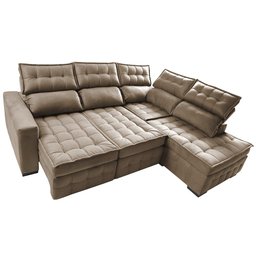 Sofá de Canto Direito 2,65x2,30m Retrátil e Reclinável com Molas Ensacadas Cama inBox Nobre - 6