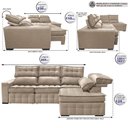 Ver imagem 3 de Sofá de Canto Direito 2,65x2,30m Retrátil e Reclinável com Molas Ensacadas Cama inBox Nobre