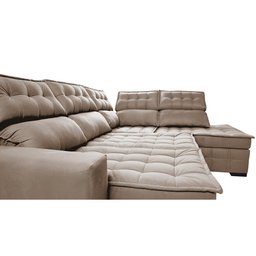 Sofá de Canto Direito 2,65x2,30m Retrátil e Reclinável com Molas Ensacadas Cama inBox Nobre - 1