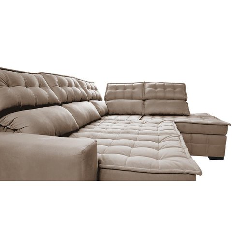 Sofá de Canto Direito 2,65x2,30m Retrátil e Reclinável com Molas Ensacadas Cama inBox Nobre