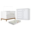 Ver imagem 1 de Berço Americano Flip Branco Acetinado Reller e Cômoda Infantil Americano Branco Hp e Colchão Gazin -