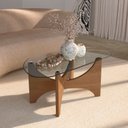 Ver imagem 1 de Mesa Centro com Vidro Orgânico para Sala de Estar Levitá Marrom Cinamomo