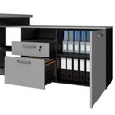 Ver imagem 7 de Mesa L Escritório 150cm com Armário Lateral Pé Metal F5 Cor:cinza Sagrado com Preto
