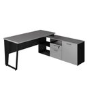 Ver imagem 3 de Mesa L Escritório 150cm com Armário Lateral Pé Metal F5 Cor:cinza Sagrado com Preto