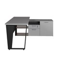 Ver imagem 5 de Mesa L Escritório 150cm com Armário Lateral Pé Metal F5 Cor:cinza Sagrado com Preto