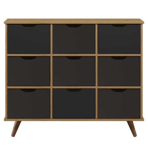Nicho Organizador Retrô 9 Gavetas Freijó/preto - Qmovi