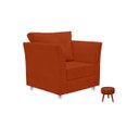 Ver imagem 1 de Kit 01 Poltrona Lisboa Decorativa + 01 Puff Redondo Decorativo Suede Terracota