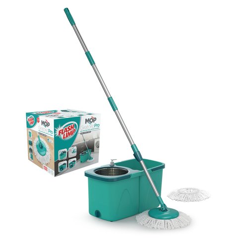 Mop Pró Flash Limp Girátorio Esfregão Inox 360° com 2 Refil