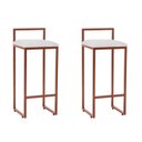 Ver imagem 1 de Kit 2 Banquetas Altas Bistô Bar em Aço Cobre Assento Suede Branco
