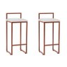 Kit 2 Banquetas Altas Bistô Bar em Aço Cobre Assento Suede Branco - 1