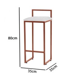 Kit 2 Banquetas Altas Bistô Bar em Aço Cobre Assento Suede Branco - 4