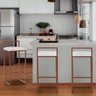 Kit 2 Banquetas Altas Bistô Bar em Aço Cobre Assento Suede Branco - 2