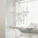 Ver imagem 2 de Lustre Candelabro 4 Braços Branco Pendente Cristal Acrílico LM1908