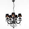 Lustre Candelabro 5 Braços Preto Pendente Cristal Acrílico LM1904 - 1