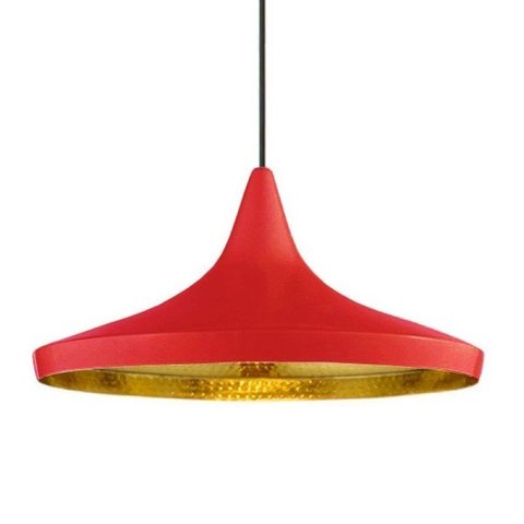Pendente Retrô Industrial Vermelho Loft Luminária Vintage Lustre Design Dixon Beat Chapéu LM1726