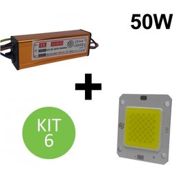 Chip + reator driver 50w reposição refletor led branco frio 50w 100w 150w 200w kit 6 - 1
