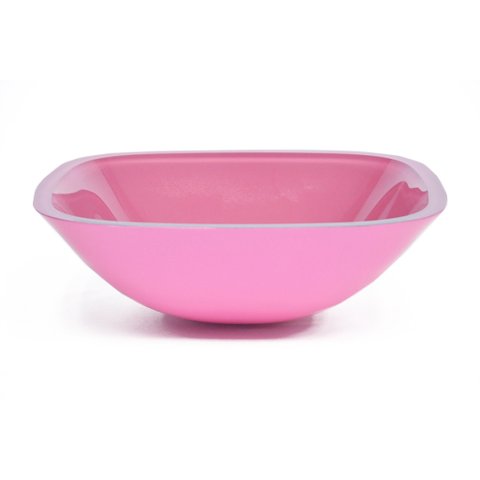CUBA DE VIDRO QUADRADA 35CM ROSA