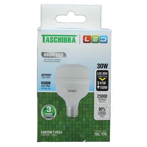 LÂMPADA DE LED E27 30W 6500K TKL 170 TASCHIBRA