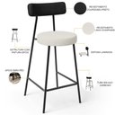 Ver imagem 4 de Kit 02 Banquetas Baixa Cozinha Sala Jantar Milão L02 Couríssimo Preto Linho Champagne - lyam